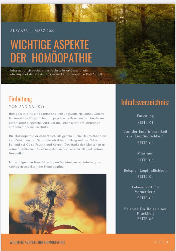 WICHTIGE ASPEKTE DER HOMÖOPATHIE